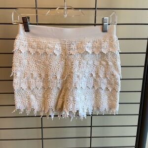 Express Cream Lace High Waist Shorts